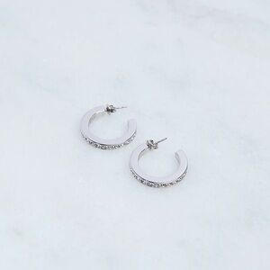 Karen Millen European Crystal  Small Hoop Earrings